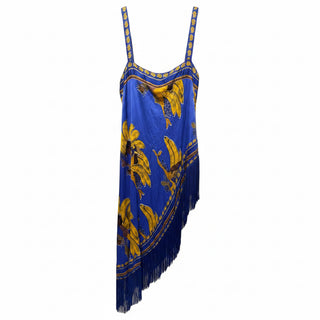 Mermaid Bananas Fringed Tunic Top Blue Multi Size Large