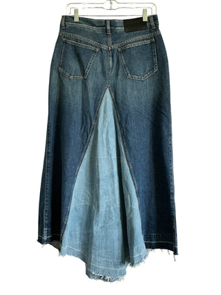 Two-Tone Denim Asymmetric Maxi Skirt - Medium Blue | FR 40 (US 8)
