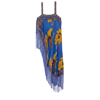 Mermaid Bananas Fringed Tunic Top Blue Multi Size Large