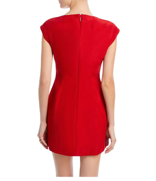 Embellished Mini Dress Red Silk-Lined Cocktail Dress | US 4