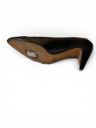 Vintage Italian Textured Leather Pumps 38.5
