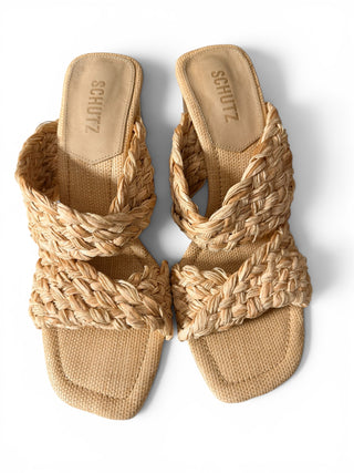 Amani Raffia Block Heel Mule Sandals Natural | US 10