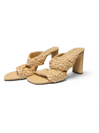 Amani Raffia Block Heel Mule Sandals Natural | US 10