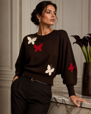 1980s Butterfly Intarsia Pure Cashmere Sweater - Boutique Givenchy | Made in Scotland